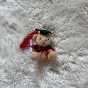 Cute Graduation Teddy Bear Keychain with Diploma and Hat